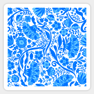 Blue white folk flowers Sticker